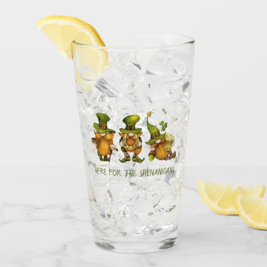 Fun Irish Gnomes Shenanigans St Patrick's Day Glas (Voorkant ijs)