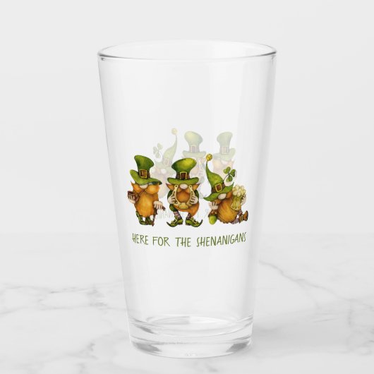 Fun Irish Gnomes Shenanigans St Patrick's Day Glas (Voorkant)