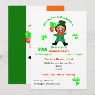 Fun Irish Leprechaun Birthday Party Invite Kaart