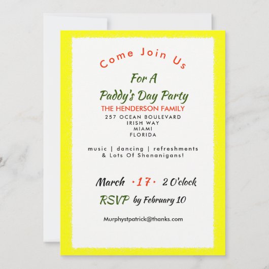 Fun Irish Leprechaun Costume Personalized Invite Kaart (Achterkant)