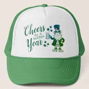 Fun Irish Leprechaun met bier en klaver Trucker Pet
