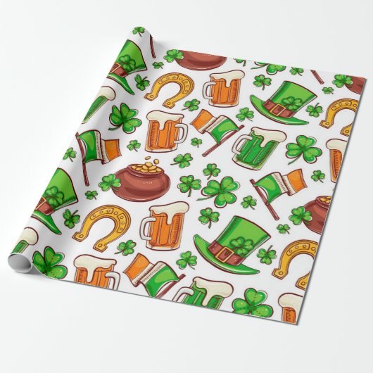 Fun Irish Pattern Cadeaupapier (Uitgerold)