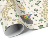 Fun Irish St Patricks Day Leprechaun Shamrock Gelu Cadeaupapier (Rol Hoek)