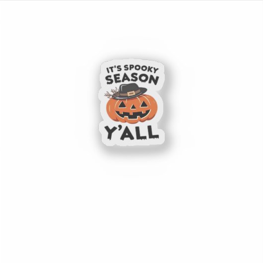 Fun It’s Spooky Season Y’all Pumpkin Design Sticker (Voorkant)