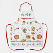 Fun Italian Food Lover Kitchen Script Mangia Bene Schort (Voorkant)