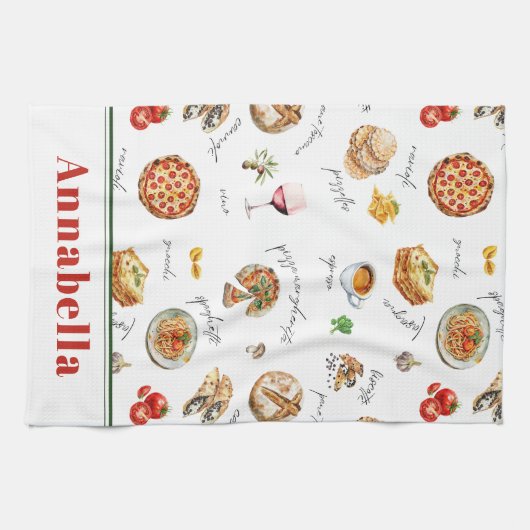 Fun Italian Food Lover Kitchen Theedoek (Horizontaal)