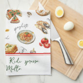 Fun Italian Food Lover Mangia Bene Theedoek (Quarter Fold)