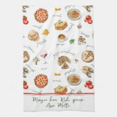 Fun Italian Food Lover Mangia Bene Theedoek (Verticaal)