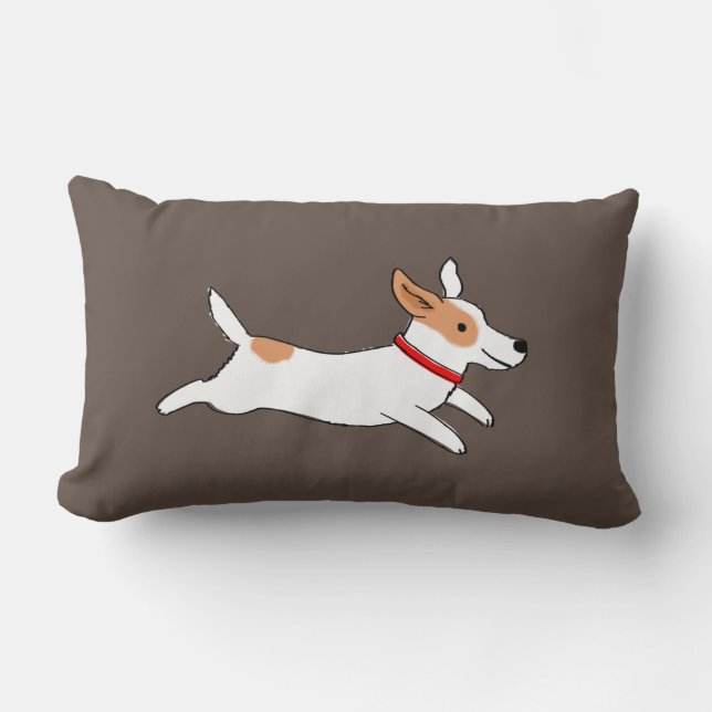 Fun Jack Russell Terrier Cartoon Hond Hardlopen Kussen (Voorkant)