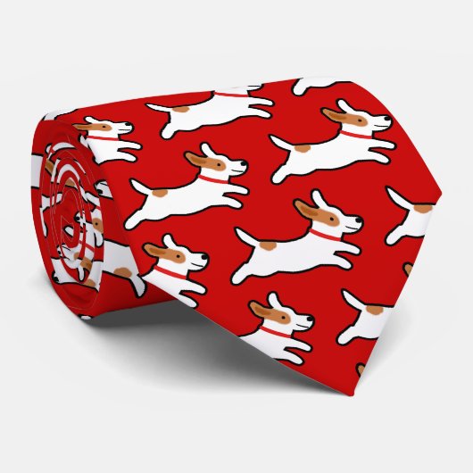 Fun Jack Russell Terriers Pattern Hondenliefhebber Stropdas (Opgerold)