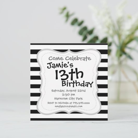 Fun Jailbird Black en White Striped Pattern Kaart (Staand voorkant)