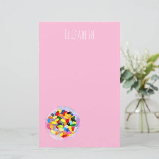 Fun jelly snoep bonen waterverf briefpapier (Staand voorkant)