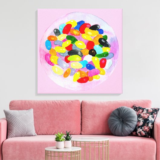 Fun jelly snoep bonen waterverf canvas afdruk (Insitu (Woonkamer))