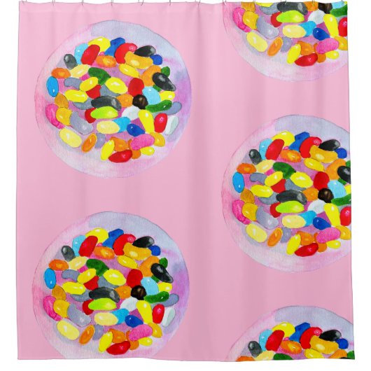 Fun jelly snoep bonen waterverf douchegordijn (Voorkant)