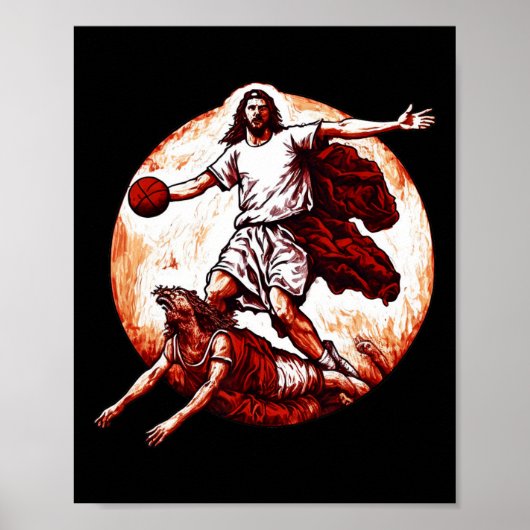 Fun Jesus Crossing Up The Devil Christelijk doorSk Poster (Voorkant)