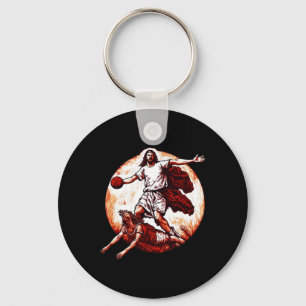 Fun Jesus Crossing Up The Devil Christelijk doorSk Sleutelhanger