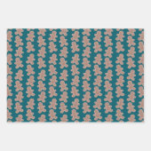 Fun Jewel Toned Cartoon Gingerbread Man Kerst Inpakpapier Vel (Voorkant 3)