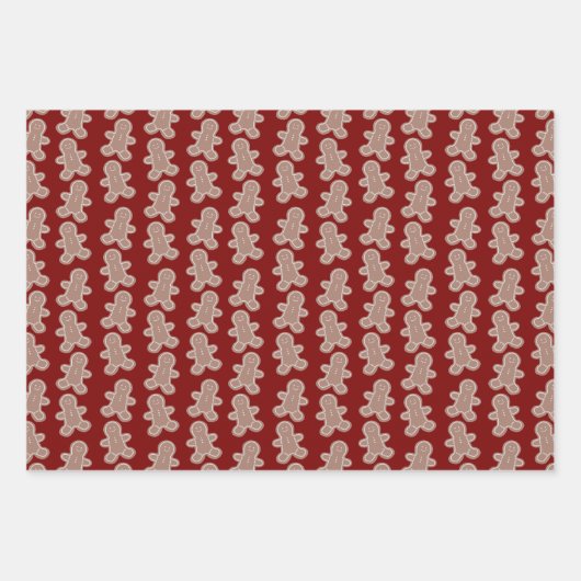 Fun Jewel Toned Cartoon Gingerbread Man Kerst Inpakpapier Vel (Voorkant 2)