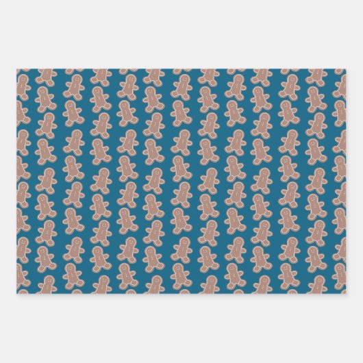 Fun Jewel Toned Cartoon Gingerbread Man Kerst Inpakpapier Vel (Voorkant)