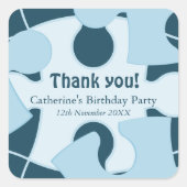 Fun Jigsaw Puzzle Birthday Party Blue Thank You!  Vierkante Sticker (Voorkant)