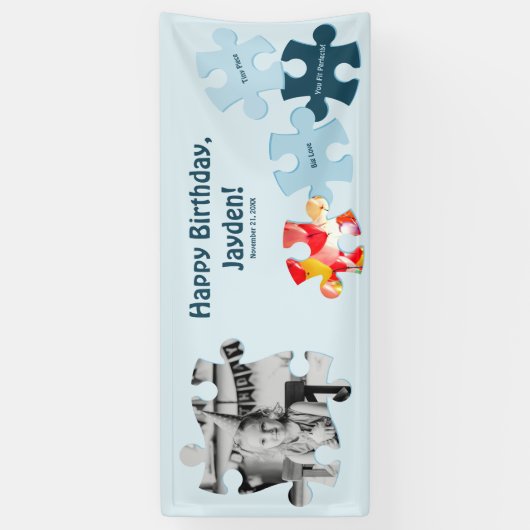 Fun Jigsaw Puzzle Custom Image Text Happy Birthday Spandoek (Verticaal)