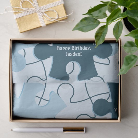 Fun Jigsaw Puzzle Happy Birthday Custom Name Tissuepapier (Geschenk)