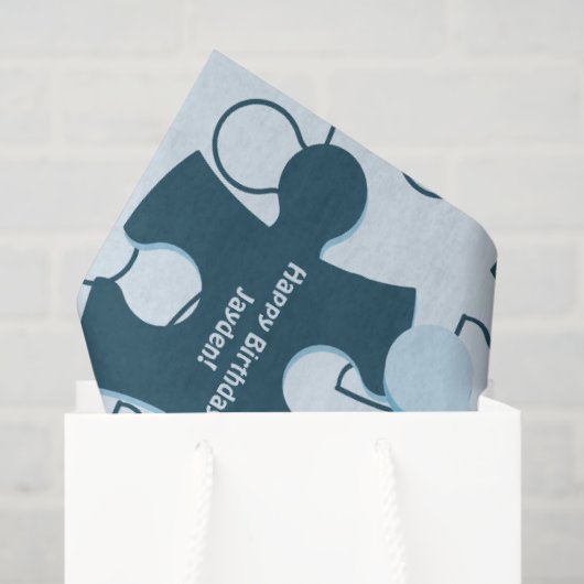 Fun Jigsaw Puzzle Happy Birthday Custom Name Tissuepapier (Cadeauzakje)