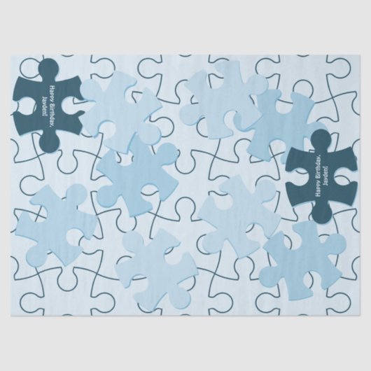 Fun Jigsaw Puzzle Happy Birthday Custom Name Tissuepapier (Voorkant)