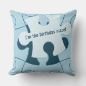 Fun Jigsaw Puzzle "I’m the birthday piece!" Blue Kussen (Voorkant)