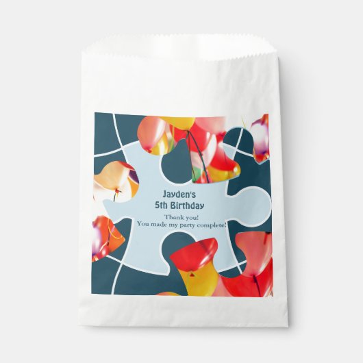 Fun Jigsaw Puzzle Kids Birthday Event Thank You Bedankzakje (Voorkant)