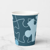 Fun Jigsaw Puzzle Kids Happy Birthday Name Blue Papieren Bekers (Achterkant)