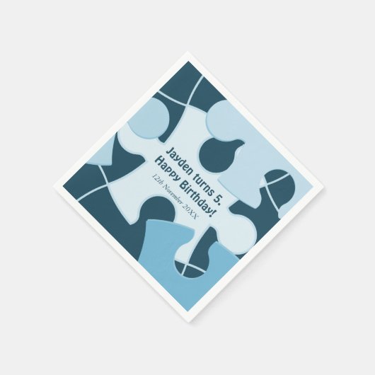 Fun Jigsaw Puzzle Kids Happy Birthday Name Blue Servet (Hoek)