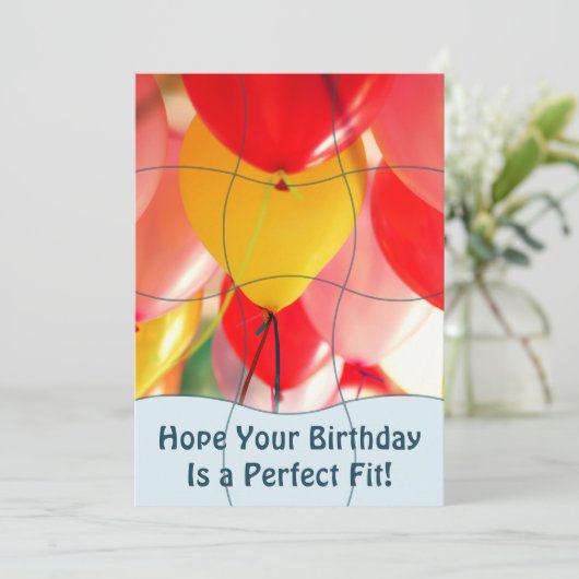 Fun Jigsaw Puzzle "Mock" 12pc Custom Photo B'day Kaart (Staand voorkant)