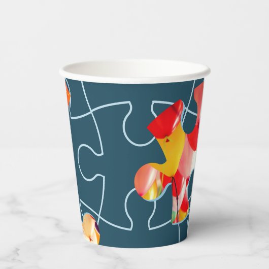 Fun Jigsaw Puzzle Motto Custom Accent Image 8oz Papieren Bekers (Achterkant)