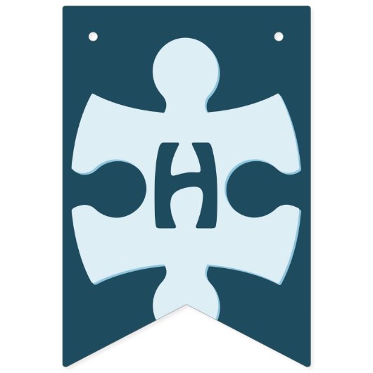 Fun Jigsaw Puzzle Pieces Happy Birthday Blue Vlaggetjes (Tweede vlag)