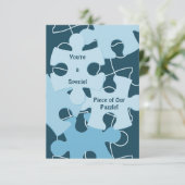Fun Jigsaw Puzzle Pieces in Blue 5x7 Inch Bedankkaart (Staand voorkant)