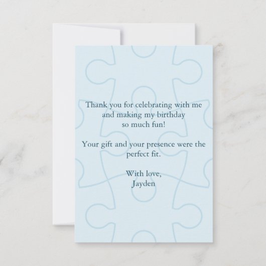 Fun Jigsaw Puzzle Pieces in Blue 5x7 Inch Bedankkaart (Achterkant)
