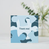 Fun Jigsaw Puzzle Pieces in Blue Thank You Card Bedankkaart (Staand voorkant)