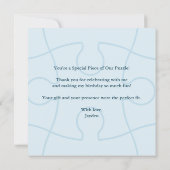 Fun Jigsaw Puzzle Pieces in Blue Thank You Card Bedankkaart (Achterkant)
