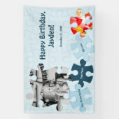 Fun Jigsaw Puzzle Theme Image Text Happy Birthday  Spandoek (Verticaal)