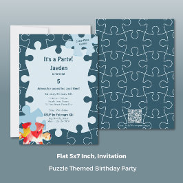 Fun Jigsaw Puzzle Themed 5th Birthday Party Kaart
