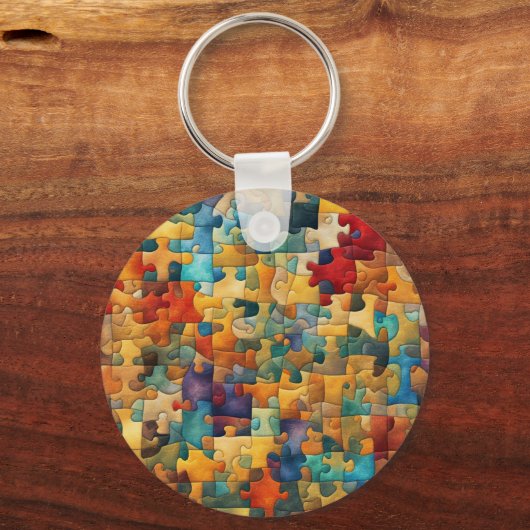Fun Jigsaw thema bewerkbaar Sleutelhanger (Achterkant)