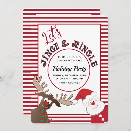 Fun Jingle & mingle Santa reinherder-feestdag Kaart (Voorkant / Achterkant)