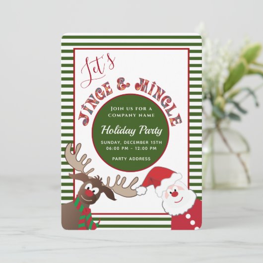 Fun Jingle & mingle Santa reinherder-feestdag Kaart (Staand voorkant)