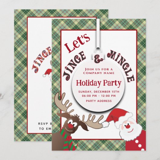 Fun Jingle & mingle Santa reinherder-feestdag Kaart (Voorkant / Achterkant)