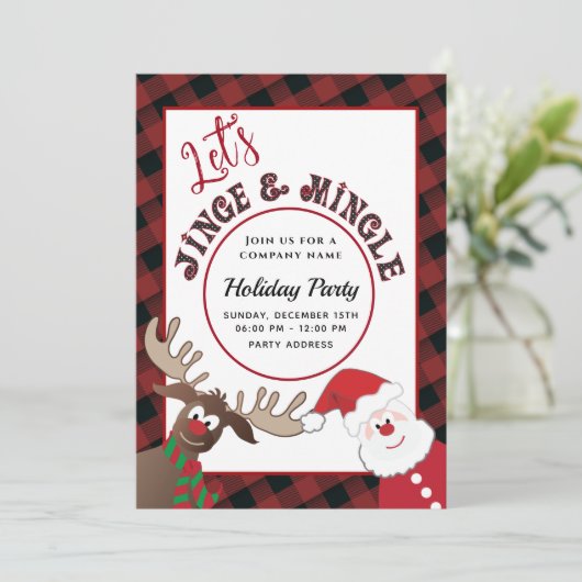 Fun Jingle & mingle Santa reinherder-feestdag Kaart (Staand voorkant)