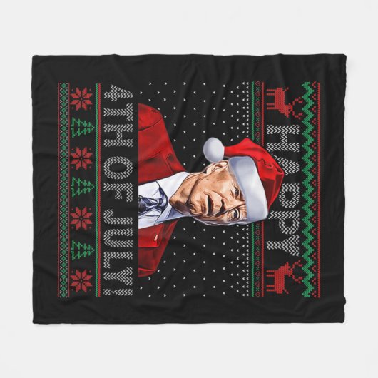 Fun Joe Biden blij met de feestelijke kerst van ju Fleece Deken (Voorkant (Horizontaal))
