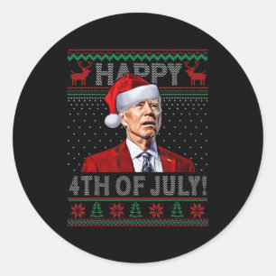 Fun Joe Biden blij met de feestelijke kerst van ju Ronde Sticker