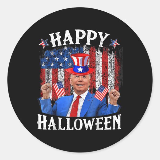 Fun Joe Biden Happy Halloween For Fourth Of July M Ronde Sticker (Voorkant)