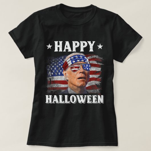 Fun Joe Biden Happy Halloween verward met juli T-shirt (Design voorkant)